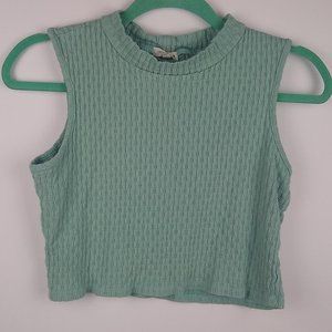 Heart & Hips Blue Pointelle Crop Top Tank sz L